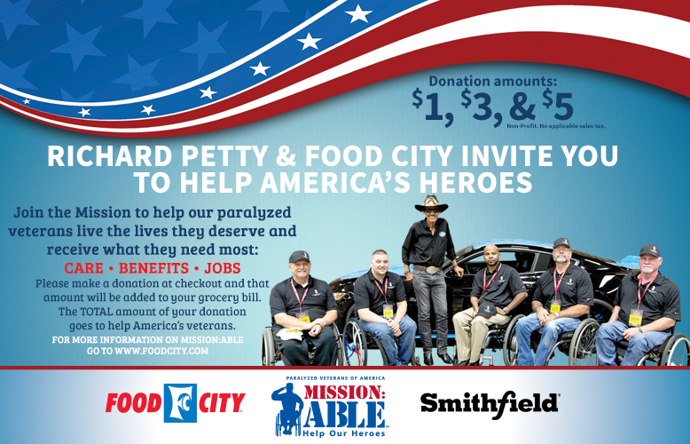 Food City and NASCAR Legend Richard Petty Team up to Benefit Paralyzed Veterans of Americaâ€™s Mission