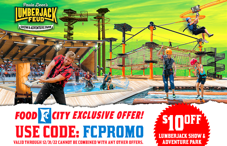 $10 OFF Show or Adventure Park admission at Paula Deen’s Lumberjack Feud!