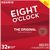 Eight O'clock Coffee, Ground, Medium Roast, The Original, K-cup Pods, Value Pack, 32 Pack