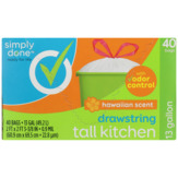 Simply Done Drawstring Tall Kitchen Bags With Odor Control, Hawaiian