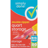 Simply Done Storage Bags, Double Zipper, Quart Size, Big Pack
