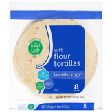 Food Club New Flour Tortillas, Burrito, Soft, 10 Inch