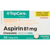 Topcare Aspirin, Low Dose, 81 Mg, Chewable Tablets, Orange Flavor