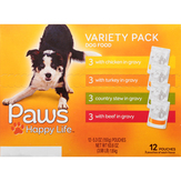 Paws Happy Life Dog Food, Variety Pack