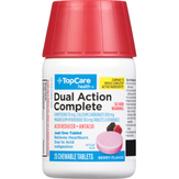 Topcare Complete, Berry Flavor Acid Reducer + Antacid, Dual Action Complete, Chewable Tablets, Berry Flavor