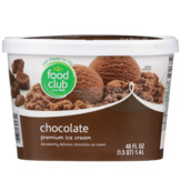 Food Club Chocolate Decadently Delicious Chocolate Premium Ice Cream