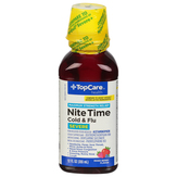 Topcare New Cold & Flu, Maximum Strength Relief, Severe, Nitetime, Mixed Berry Flavor