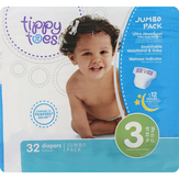 Tippy Toes Diapers, Size 3 (16-28 Lb), Jumbo Pack