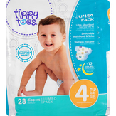 Tippy Toes Diapers, 4 (22-37 Lb), Jumbo Pack