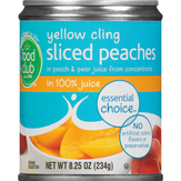 Food Club Peaches In 100% Juice, Yellow Cling, Sliced