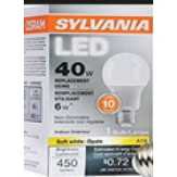 Sylvania Soft White 6 Watt Replacement For 40 Watt A19 Led Light Bulb
