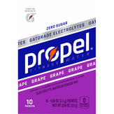 Propel Electrolyte Water Beverage Mix, Zero Sugar, Grape, 10 Pack