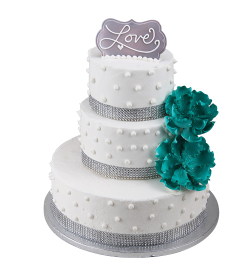 Celebrate Love Teal Flower Cake