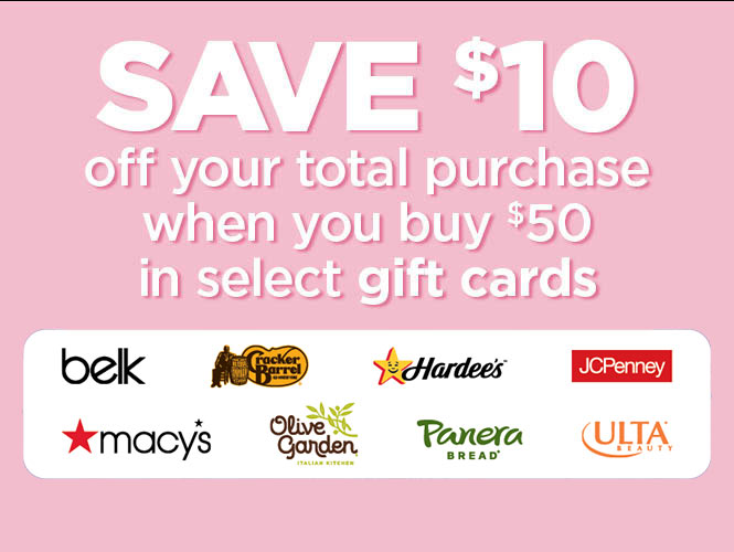 Save $10 when you purchase $50 or more in selected gift cards at your local Food City grocery store. Gift cards are the perfect gift for her SPECIAL MOMent.