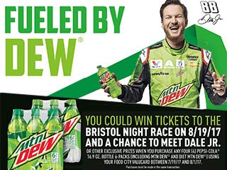You could win an exclusive Bristol Motor Speedway Racing Experience Prize Package including to tickets to the Bass Pro Shops NRA Night Race and Meet & greet with Dale Earnhardt, Jr.