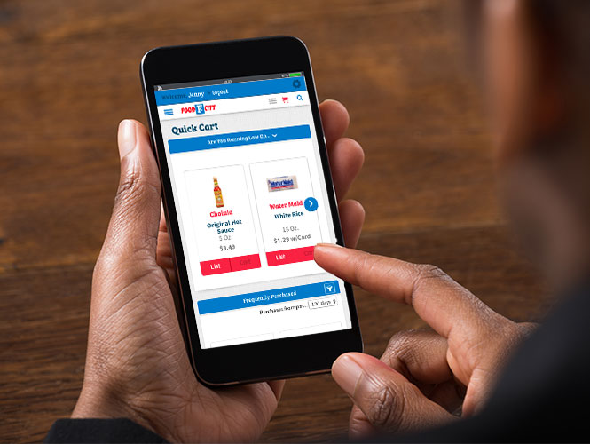 You can add items directly from Quick Cart into your shopping list, for planning a future visit, or directly into your shopping cart to order the items right away.