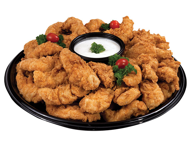 What is better than a chicken tender? An entire platter full of them. When you have a crowd or unexpected guests treat them to juicy, 100% white meat Chicken Tender Party Tray from Food City! Made fresh when you order in our Deli.