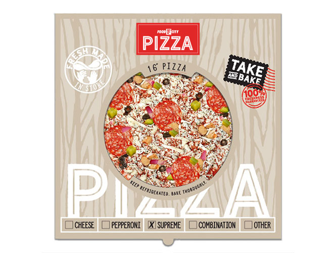 Your local Food City grocery brings you oven fresh pizzas!  Whether you crave oven-ready flatbreads, brick-oven specialties, stuffed crust and traditional pizza favorites they can be found in the Bakery/Deli section of a Food City grocery near you.
