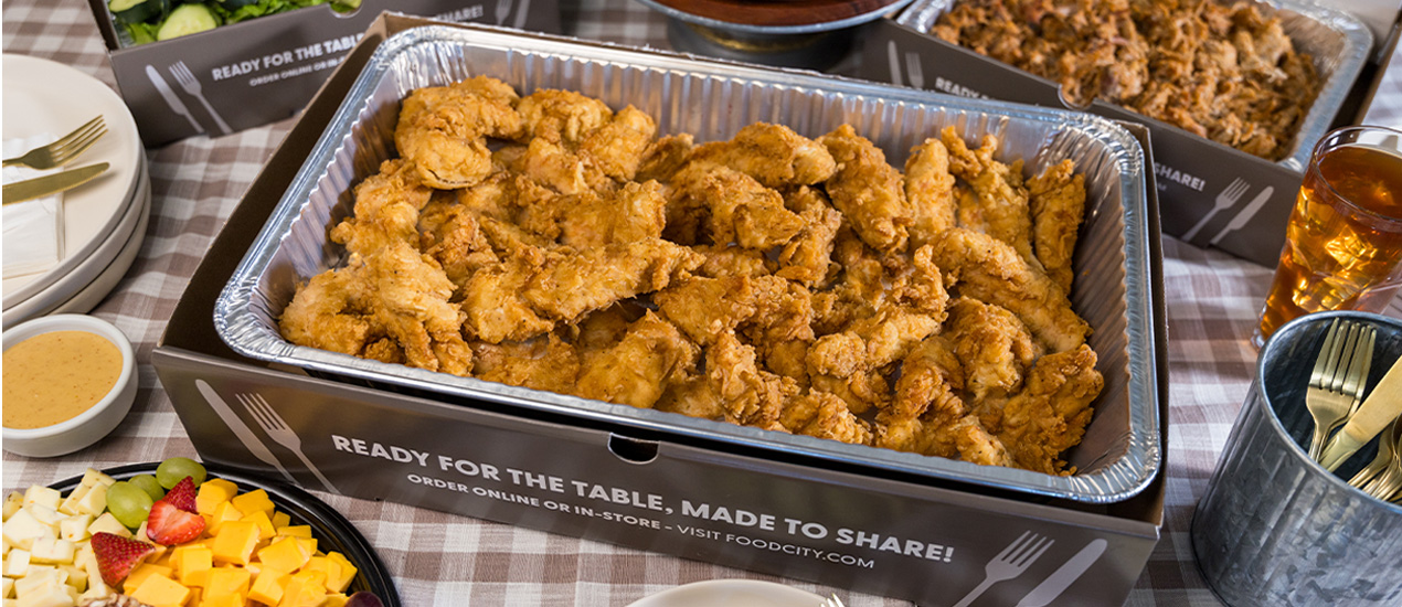 Order hot, ready-to-serve Party Boxes from your local Food City® grocery store.  Perfect for game days, family gatherings, or office events. Freshly prepared, affordable, and sized to feed a crowd.