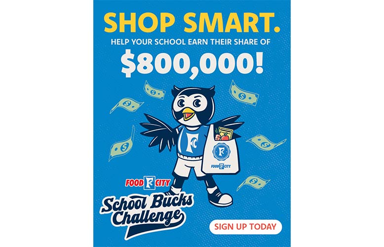 Downloadable 1080 pixels x1350 pixels Social Graphic for Food City's School Bucks Challenge