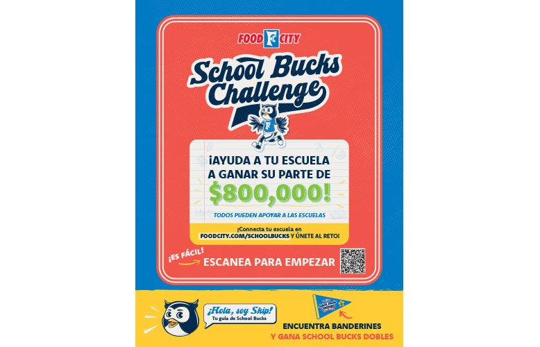 Downloadable Spanish Language 8.5 inch x 11 inch Flyer for Food City® School Bucks Challenge